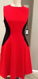 TH Red dress w/ black side accents.